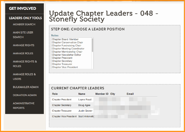 Update Chapter Leaders Tool